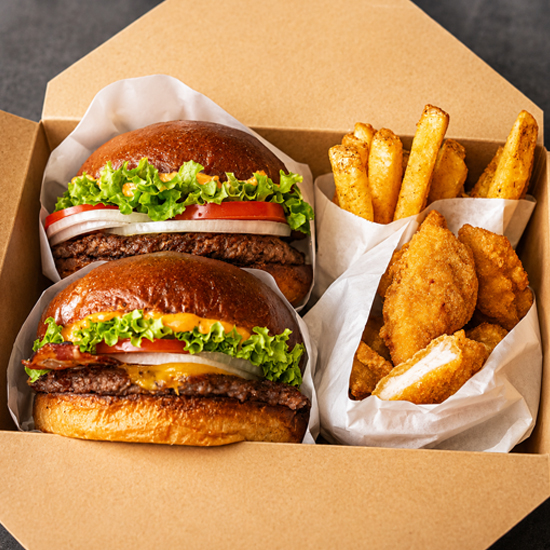MOB Burger Online-Bestellmenü auf dem Tablet für Lieferung und Take-away