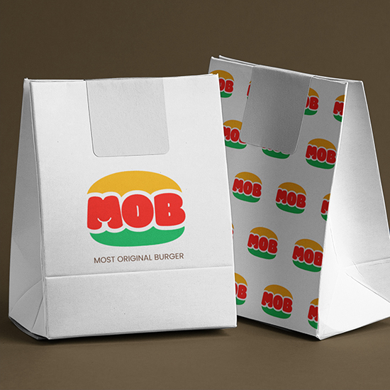 Gebrandete MOB-Burger-Take-away-Liefertaschen für Burger-Franchise und Essenslieferung
