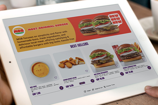 MOB Burger Take-away-Box mit Burgern, Pommes und knusprigen Chicken Bites